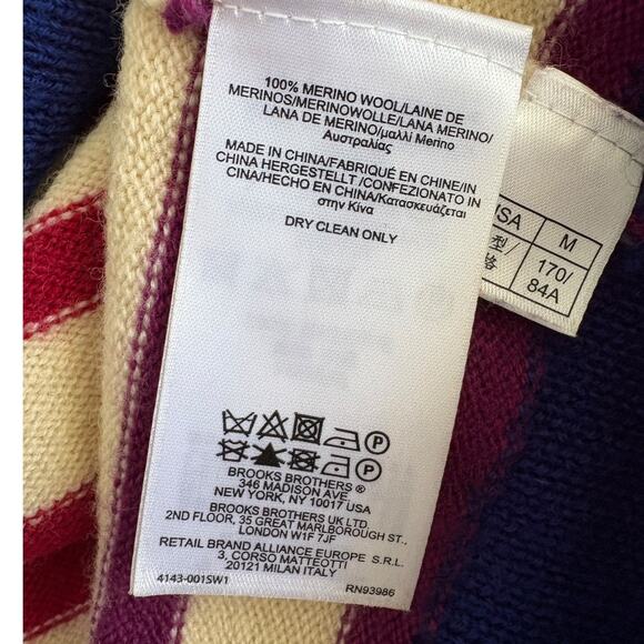 VTG Brooks Brothers Red Fleece Striped Wool Sweater Academia Preppy Sailor Multi - Picture 6 of 8